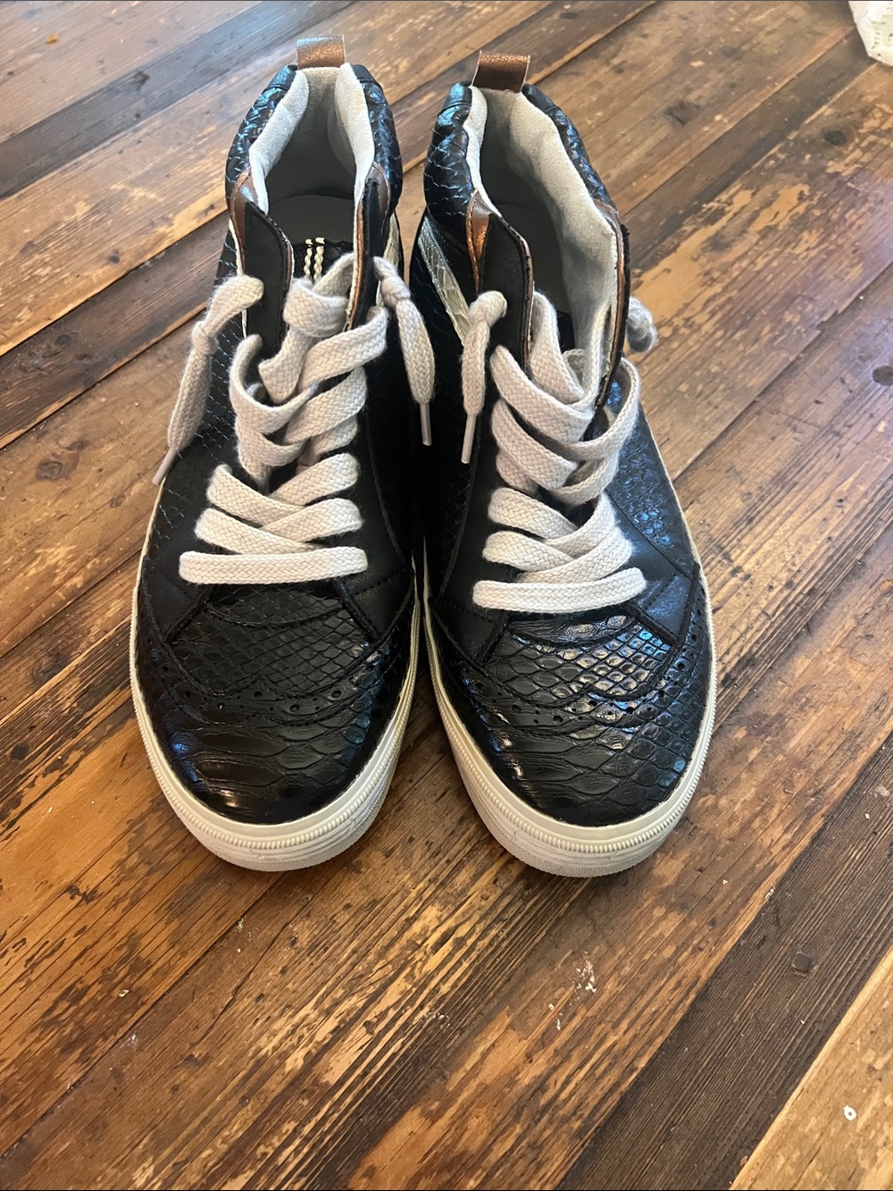 Women’s Shu Shop Riley Black High-Top Sneakers with White Laces